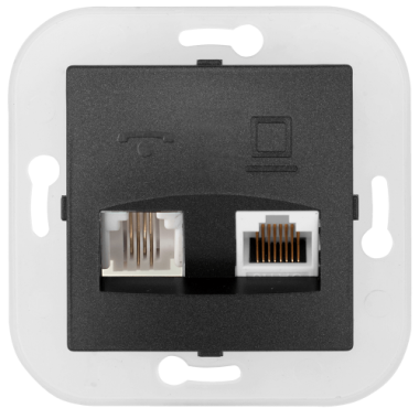 Фотография товара 'Bylectrica Механизм розетка комбинированной оконечной (комп+тел), серия УЮТ, ТРК-002 графит'