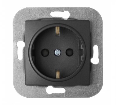 Фотография товара 'Bylectrica Механизм розетки с заземляющим контактом со шторками, серия УЮТ, РС16-532 графит'