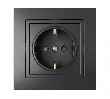 Фотография товара 'Bylectrica Розетка 1-местная СУ с заземляющим контактом, серия УЮТ, РС16-339 графит'