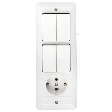 Фотография товара 'Bylectrica Блок 4 выключателя + розетка СУ, серия ПАРИТЕТ, 4В-РЦ-704'