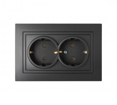 Фотография товара 'Bylectrica Розетка 2-местная СУ с заземляющим контактом, серия УЮТ, РС16-348 графит'