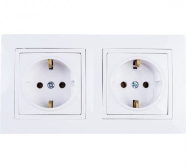 Фотография товара 'Bylectrica Розетка 2-местная, угловая открытая установка, с заземляющим контактом, серия УЮТ, РА16-772'