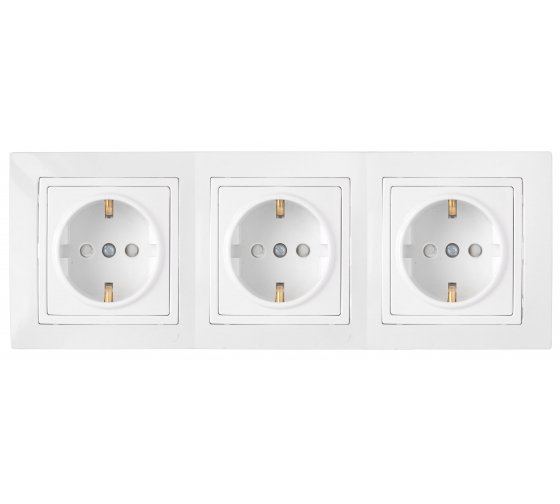 Фотография товара 'Bylectrica Розетка 3-местная СУ с заземляющим контактом со шторками на шинах, серия УЮТ, РС16-758'