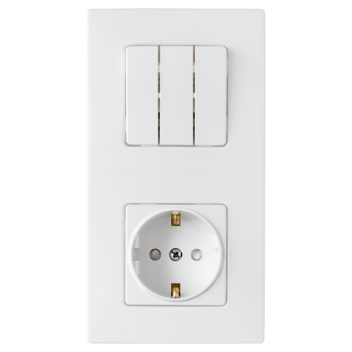 Фотография товара 'Bylectrica Блок 3 выключателя + розетка с заземляющим контактом со шторкой СУ, серия МАСТЕР, 3В-РЦ-7036'