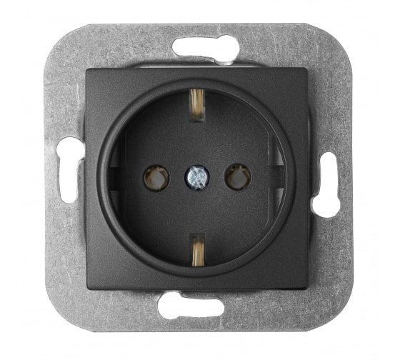 Фотография товара 'Bylectrica Механизм розетки с заземляющим контактом, серия УЮТ, РС16-530 графит'
