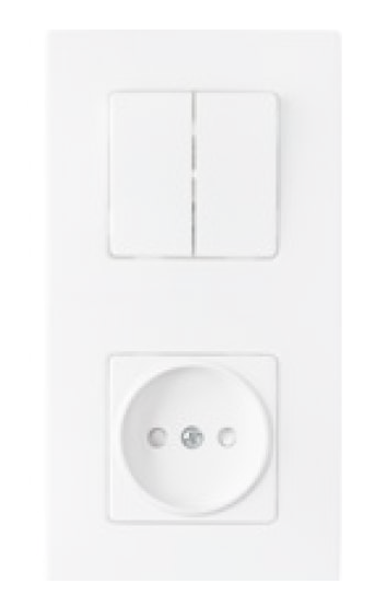 Фотография товара 'Bylectrica Блок 2 выключателя + розетка со шторкой СУ с подсветкой, серия МАСТЕР, 2В-РЦ-7025'