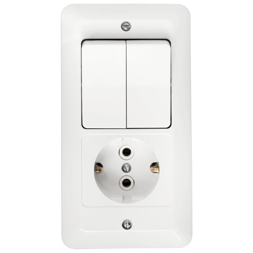 Фотография товара 'Bylectrica Блок 2 выключателя + розетка СУ, серия ПАРИТЕТ, 2В-РЦ-649'