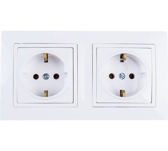 Фотография товара 'Bylectrica Розетка 2-местная, угловая открытая установка, с заземляющим контактом, серия УЮТ, РА16-772'
