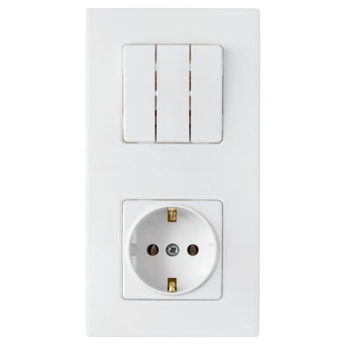 Фотография товара 'Bylectrica Блок 3 выключателя + розетка с заземляющим контактом СУ, серия МАСТЕР, 3В-РЦ-7032'